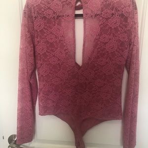 ASOS Lace Pink bodysuit size 8 UK12